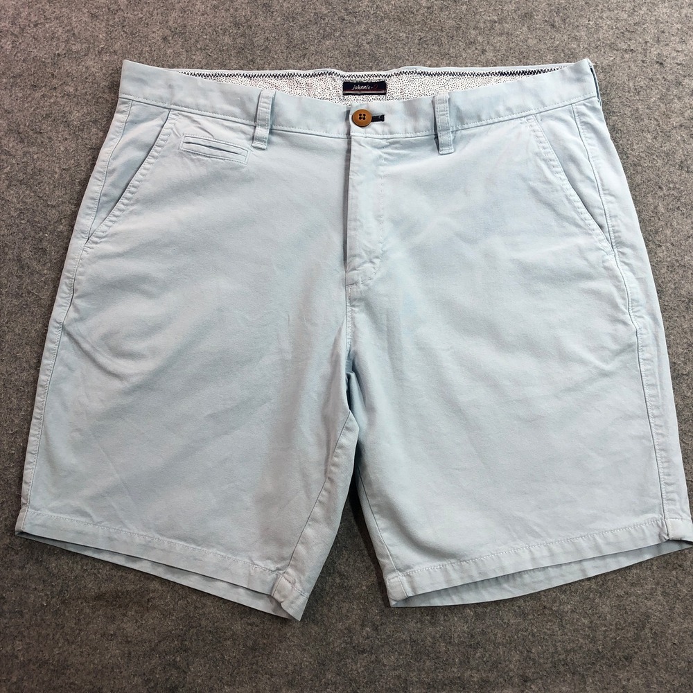 johnnie-O Mens Chino Shorts 34 Light Blue Pima Cotton Blend Stretch EXCELLENT